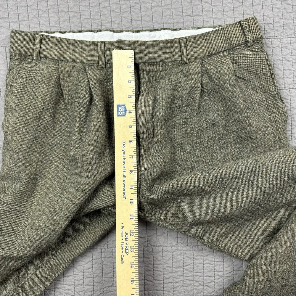 Vintage Ralph Lauren Dress Pants Men's 34x25 Brown Wool‎ Blend Pleated Cropped